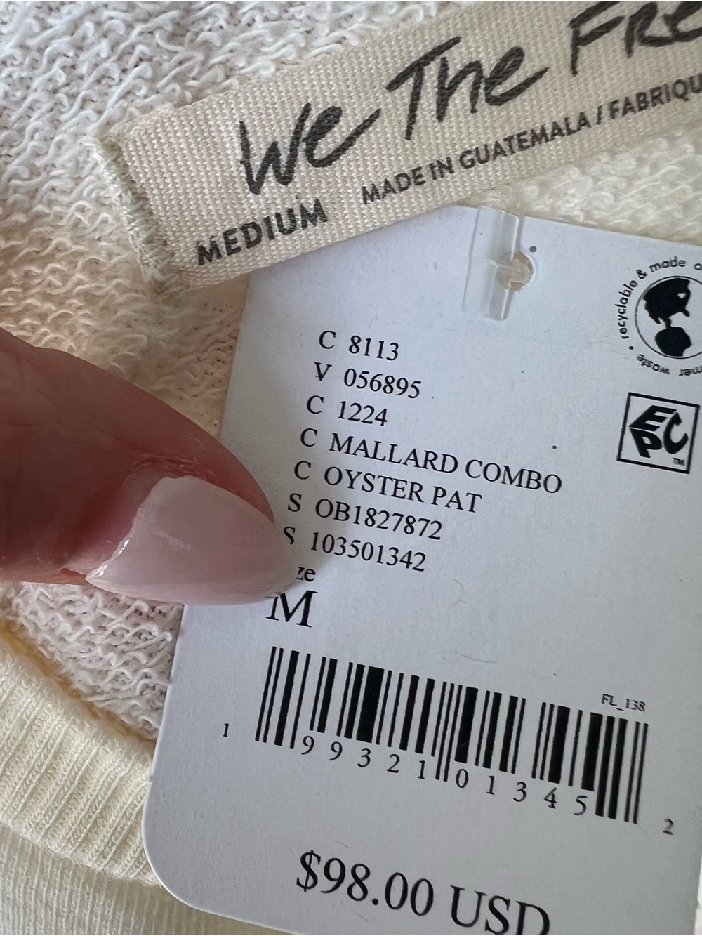 Free People We The Free Graphic Printed Camden Pullover in Mallard Combo NWT - Picture 6 of 6
